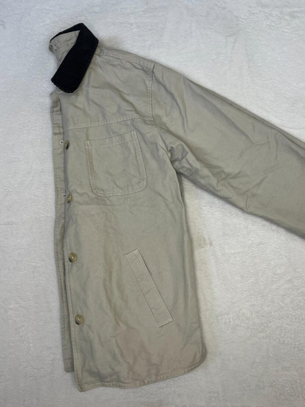 Vtg Basic Editions Canvas Barn Chore Jacket Brown Corduroy Collar sz M Cottage - Picture 5 of 9